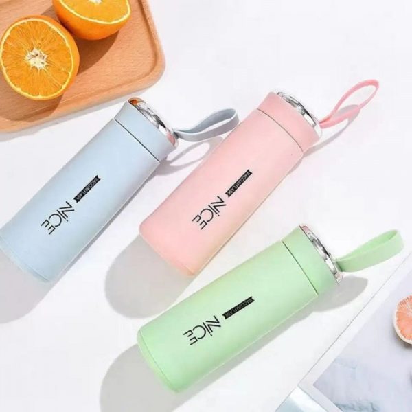 400ml Glass Mini Flask - Vacuum Insulated, Loop Handle, Random Colors