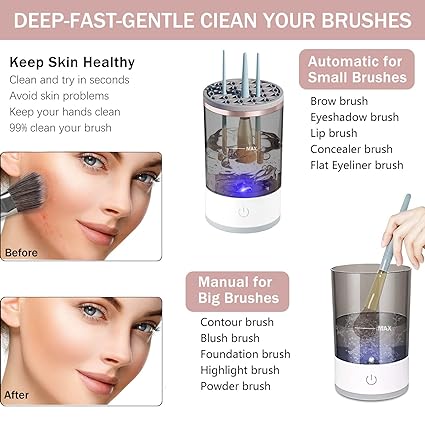 3 in 1 Electric Makeup Brush Cleaner, Makeup Brushes Drying Rack & Brush Holder Stand