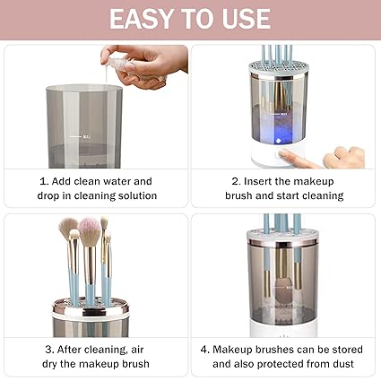 3 in 1 Electric Makeup Brush Cleaner, Makeup Brushes Drying Rack & Brush Holder Stand