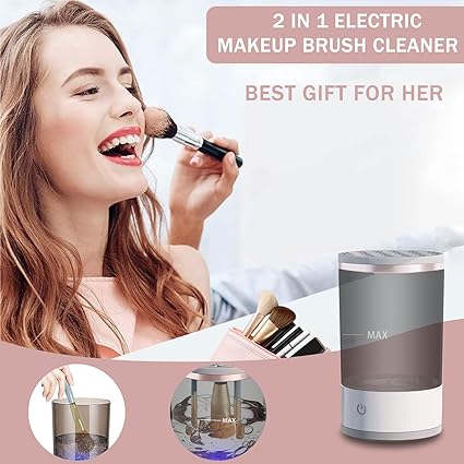 3 in 1 Electric Makeup Brush Cleaner, Makeup Brushes Drying Rack & Brush Holder Stand