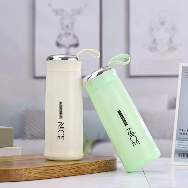 400ml Glass Mini Flask - Vacuum Insulated, Loop Handle, Random Colors