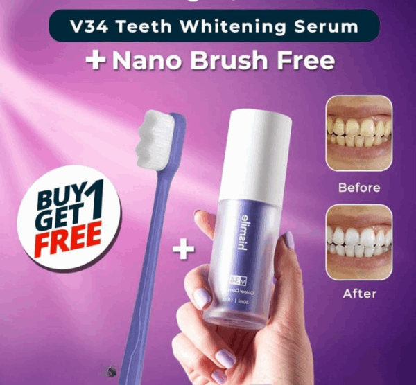 HiSmiles V34 Teeth Brightening Serum + Free Soft Nano Brush